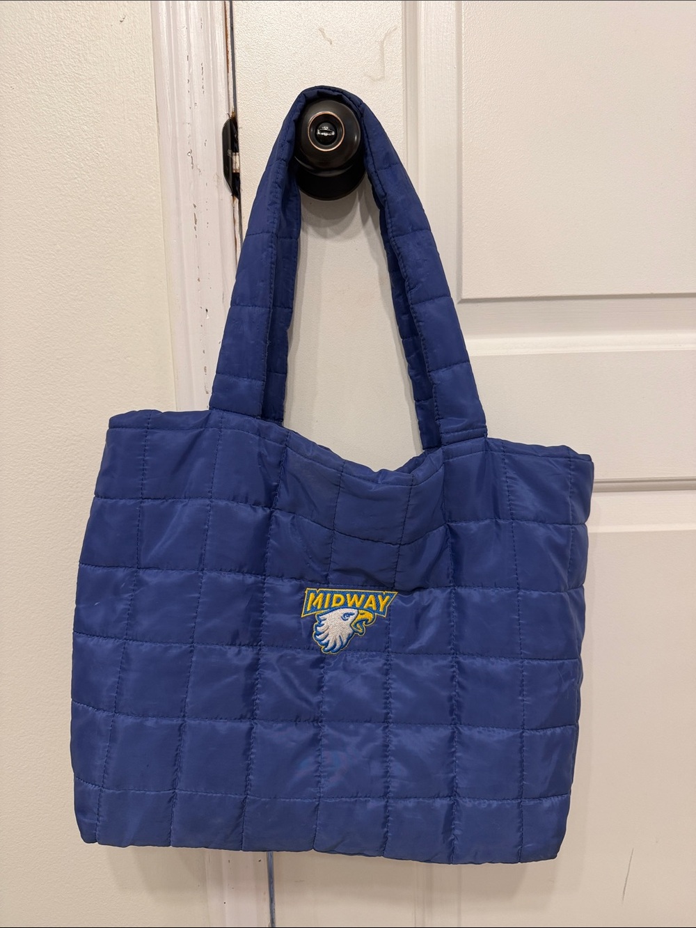 Blue Quilted Tote Bag